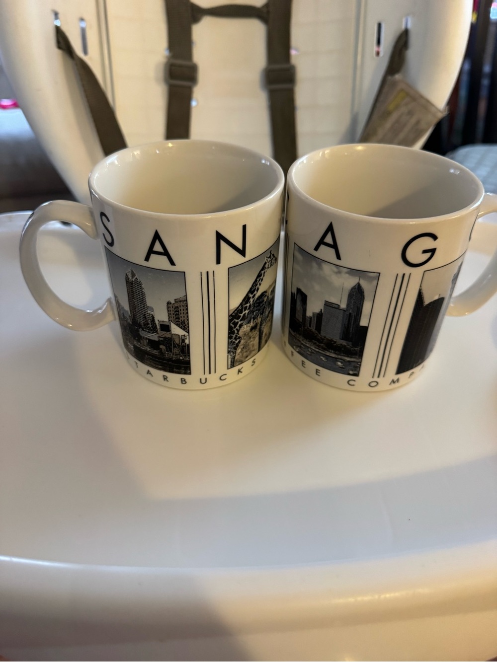 Starbucks San Diego and Chicago 2003 city scene mugs